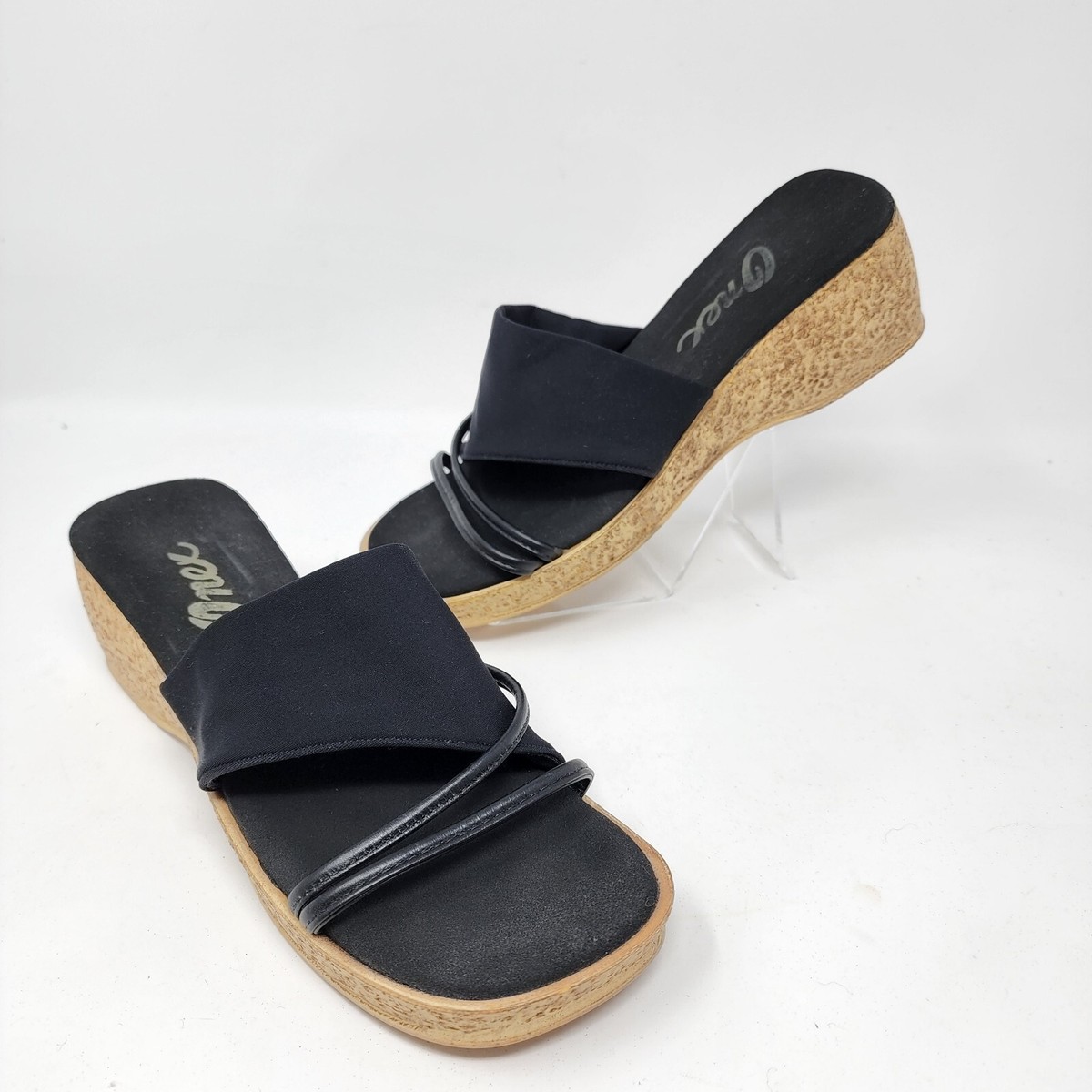Onex Shoes Women's Black Stretch Casual Slide Cork Sandals