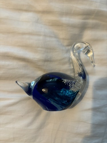 Murano Art Glass Swan Paperweight Blue Vetro Eseguito Secondo La Tecnica Italy - Picture 2 of 9