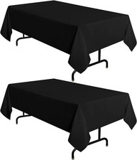 2 Pack Black Tablecloth 60 X 102 Inch, Rectangle 6 Feet Table Cloth - Stain and