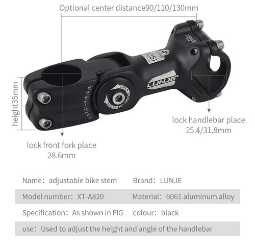 Adjustable MTB Bike Stem Aluminum Alloy Road Bicycle Stem 60 Riser Front Frok - Picture 6 of 15