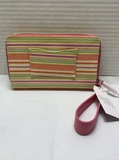 Time And True Double Zip Wristlet Wallet Multicolored  2 compartment