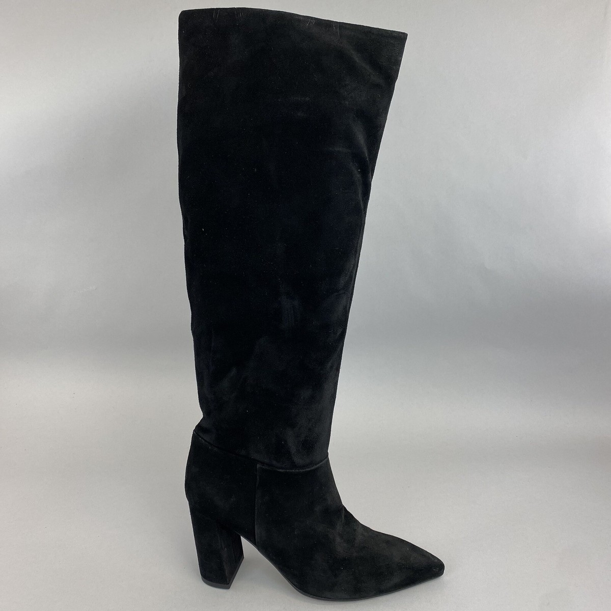 Carvela Black Leather Suede Knee High Pull On Sexy Bootie Boots