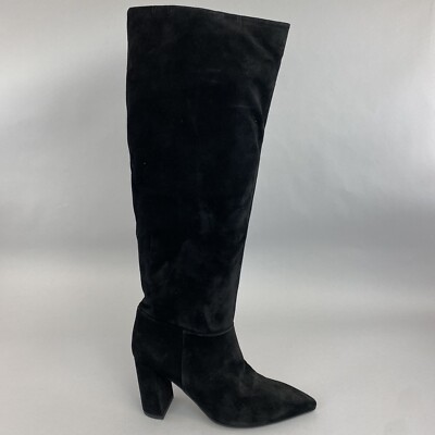 Carvela Black Leather Suede Knee High Pull On Sexy Bootie Boots