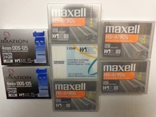 (Lot of 7) 4mm Data Cartridges Maxell HS-4/90s Imation DDS-125