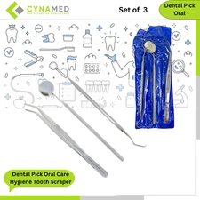Cynamed Dental Pick Oral Care Hygiene Tooth Scraper Tartar Tools Kit Set of 3