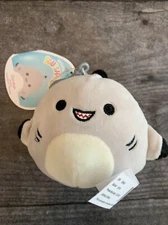 Gordon Shark Black Fins 3.5" Squishmallow Plush Clip On Keychain Sea Life Squad