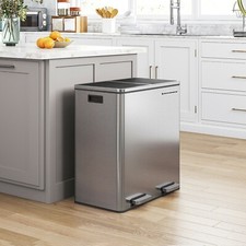 Mülleimer Abfalleimer Recycling Edelstahl Treteimer mit Fuäedal 2 x 30L LTB60NL