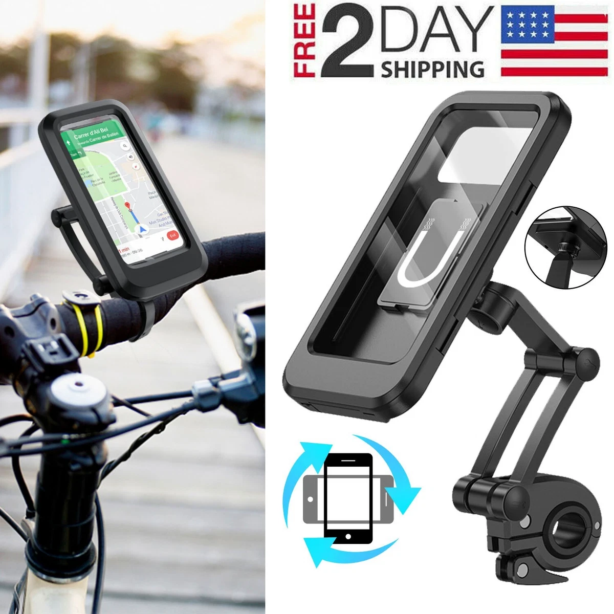 Waterproof Motorcycle Bicycle MTB Handlebar Phone Mount Bike Cell Phone  Holder