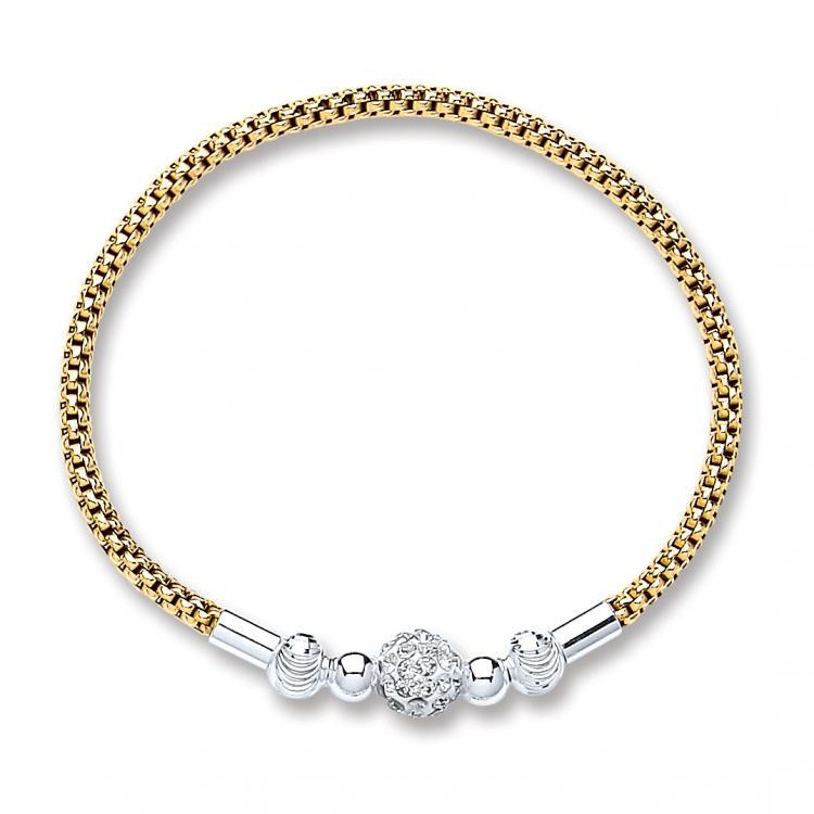 Bracelet Chaîne En Argent Sterling 925 Plaqué Or Jaune - Sans Pierre, Style Fantaisie
