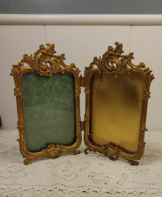 French Double Dore Bronze Picture Frame C. 1905 READ READ READ