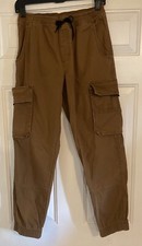 Wrangler Pants Boy's Size 16 Regular Brown Cargo Joggers Tapered Elastic Hem