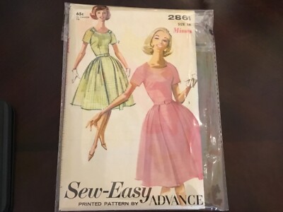  1963 ADVANCE #2861 - LADIES CUTE ( 2 STYLE ) FULL or POOF DRESS PATTERN 16 FF