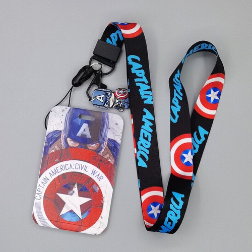Clear Neck Strap Cartoon Badge Pass Card Holder Tag Superhero ID Lanyard Clip - Picture 44 of 57