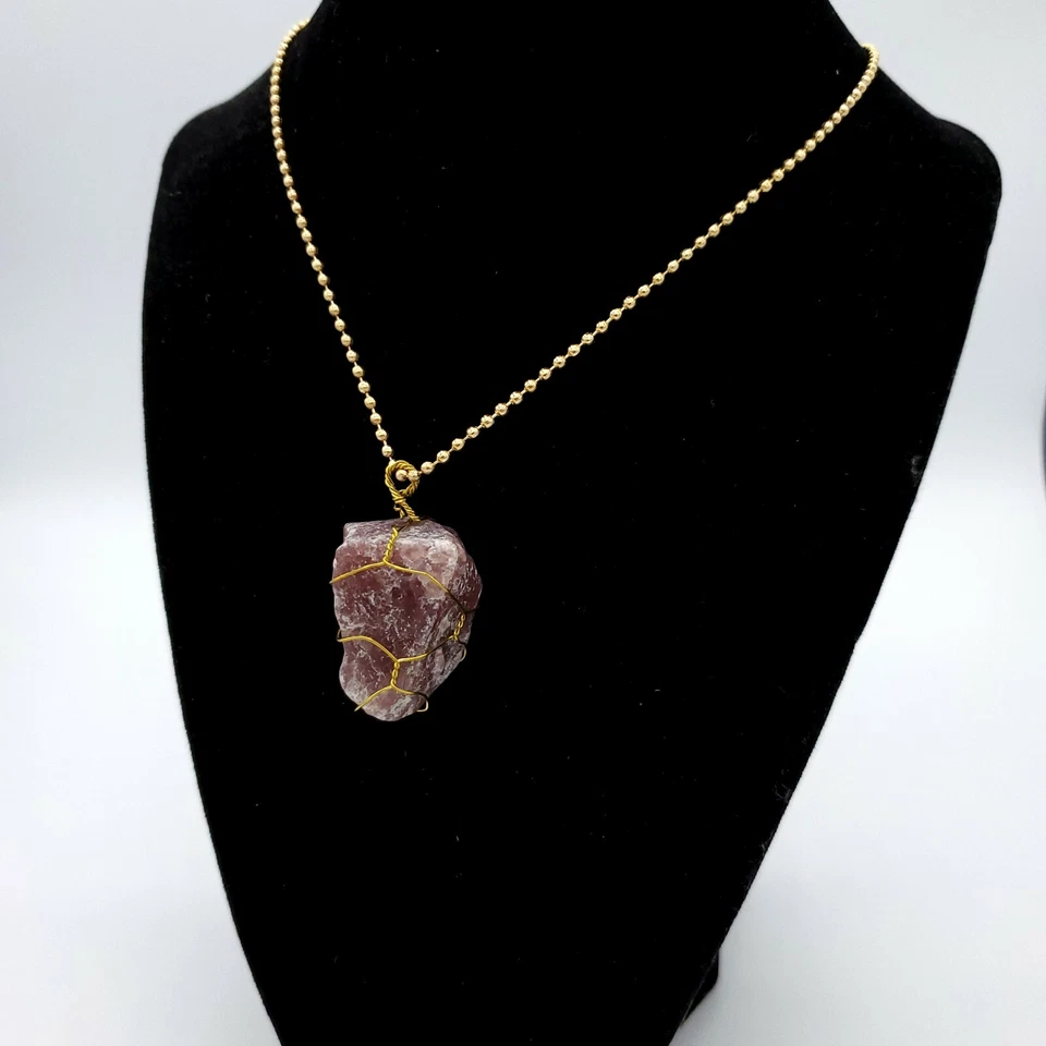 Collar de aleación de cuarzo fresa piedra cruda [ORO] Love Friend cristal espiritual  Foto 3 de 4