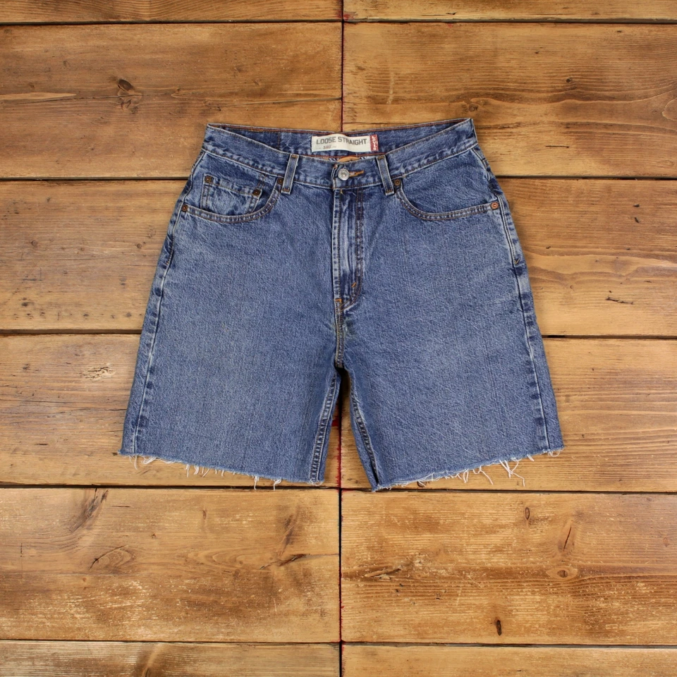 Vintage Levi's Denim Shorts 30 Levis 569 Raw Hem Jorts Stonewash Bermuda Blue