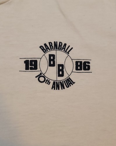 Vintage 1986 10TH Annual Barnball Baseball T Shirt 80s Stretch Single Stitch USA - Picture 2 of 9
