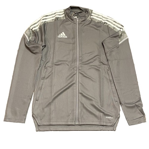 Adidas Track Jacket Full Zip Gray Yellow Graphic Men's Size Large