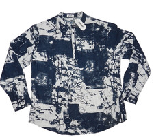 Coofandy Men s L Cotton Linen Long Sleeve Henley Blue White Casual Beach Shirt