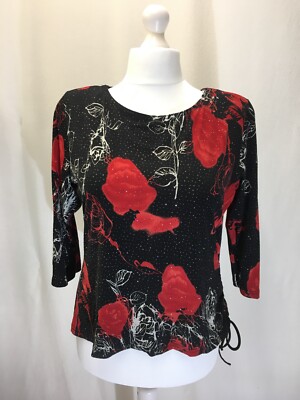 Women's Blouse Red & Black UK Size 18 Lightweight Polyester Saloos Collection