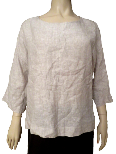 Chalet Et Ceci Women Size L Linen Tunic Blouse Top Shirt Pullover Lagenlook NWOT
