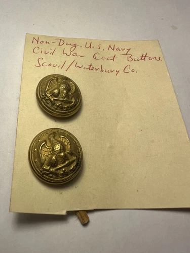 U.S. Navy Post Civil War Coat Button Eagle Perched on Anchor with 13 Stars