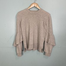 Brochu Walker Wool Cashmere Crewneck Sweater Beige Taupe Sz M