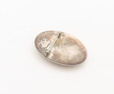 925 Sterling Silver Vintage Brooch Pin Minimalist Oval