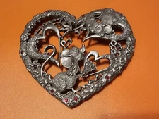 Vtg Rawcliffe Pewter "2 Mice in Love" 1989 PC2904 Jar Lid