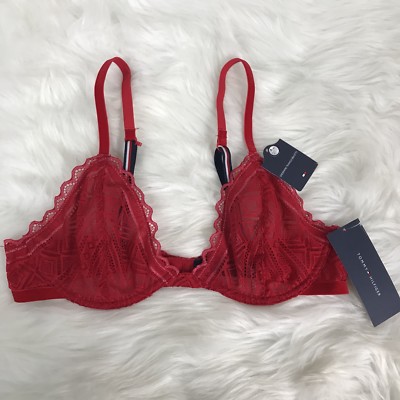 NEW TOMMY HILFIGER Sexy Tango Red Underwire Triangle Bralette Women Size  34B NWT