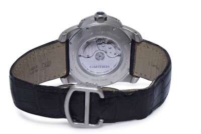 Cartier Calibre Steel Silver Dial w/ Black Date Mens 42mm