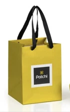 PATCHI chocolate empty gift Paper bag Green /black Handles 8x6x6”