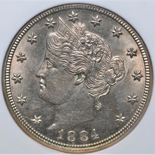 1884 LIBERTY "V" NICKEL NGC MS64 CRISP AND BRIGHT SILVERY SURFACES GREAT LUSTER