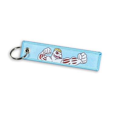 Machoke Flexing Keychain | Custom Drawn Pokemon Jet Tag Car Truck Key Motorcycle