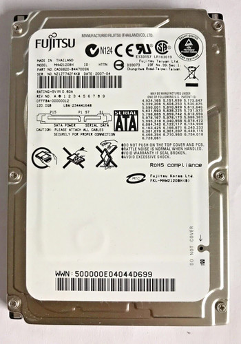 120GB SATA NOTEBOOK FESTPLATTE FUJITSU MHW2120BH  2,5'' zoll #NFP481