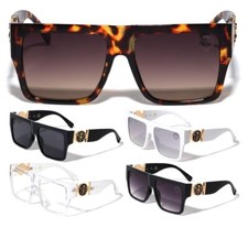 OVERSIZED SQUARE LION HEAD MEDALLION SUNGLASSES CLASSIC CASUAL RETRO DESIGNER