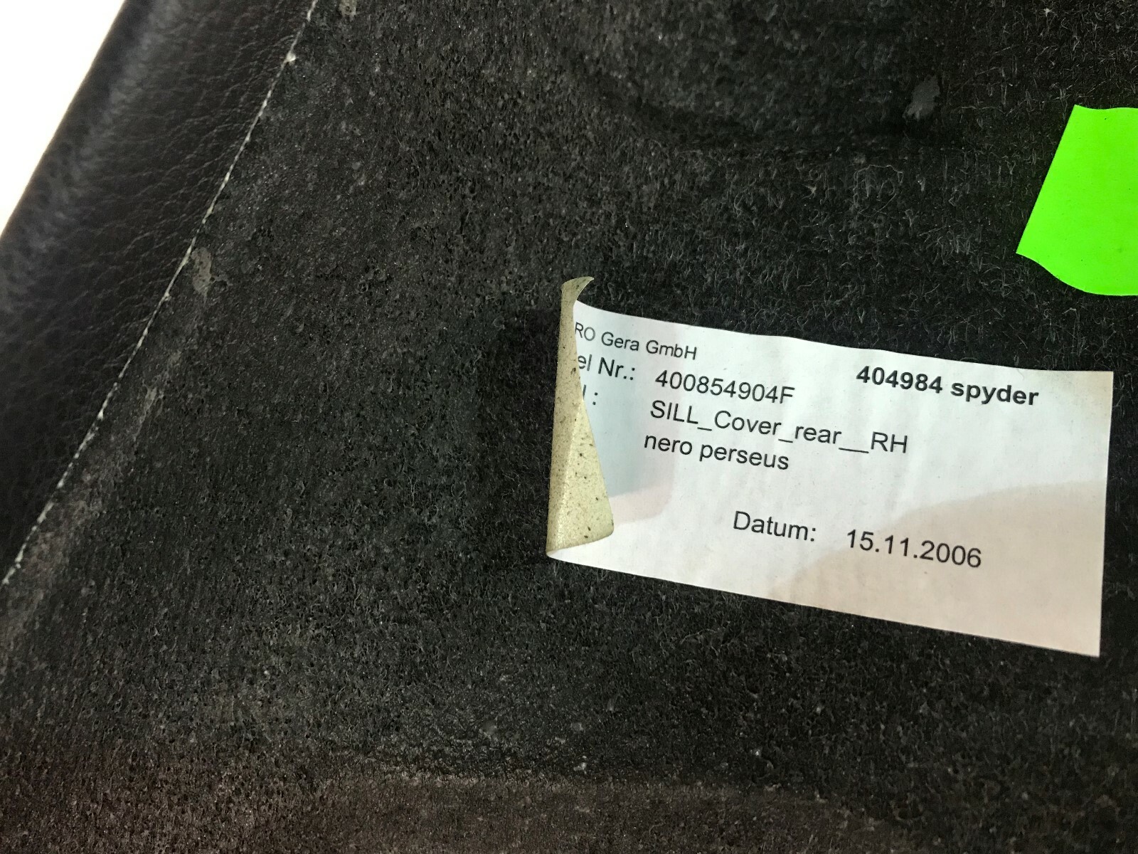 LAMBORGHINI GALLARDO SPYDER PASSENGER RIGHT SIDE SILL COVER PANEL OEM 400854904F
