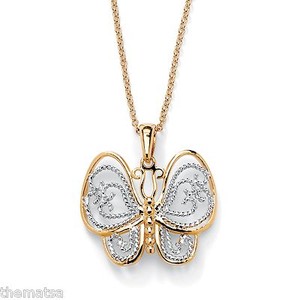 BUTTERFLY 18K GOLD PLATED PENDANT CHARM AND 18" NECKLACE CHAIN