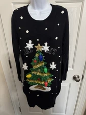 Giggling Get Up Ugly Christmas Sweater Light Up Dress Women's XL funny gift NWOT