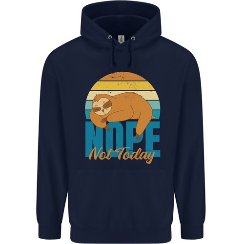 Sloth Nope Not Today Funny Lazy Childrens Kids Hoodie - Picture 2 of 39