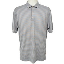 JOHNNIE-O Mens Top Shelf Striped Short Sleeve Polo Shirt Size M UPF 50 - AC