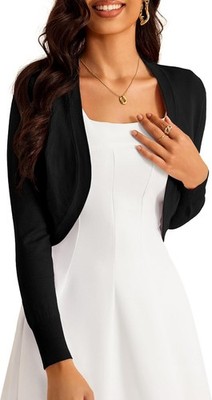 Women??s Cropped Cardigan Long Sleeve Open Front Bolero Shrug Knit Sweater S-XL