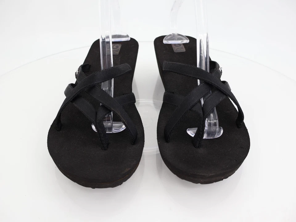 Sandalia Teva Mush Mandalyn para mujer talla 10 tanga de cuña deslizable negra chanclas Foto 2 de 4