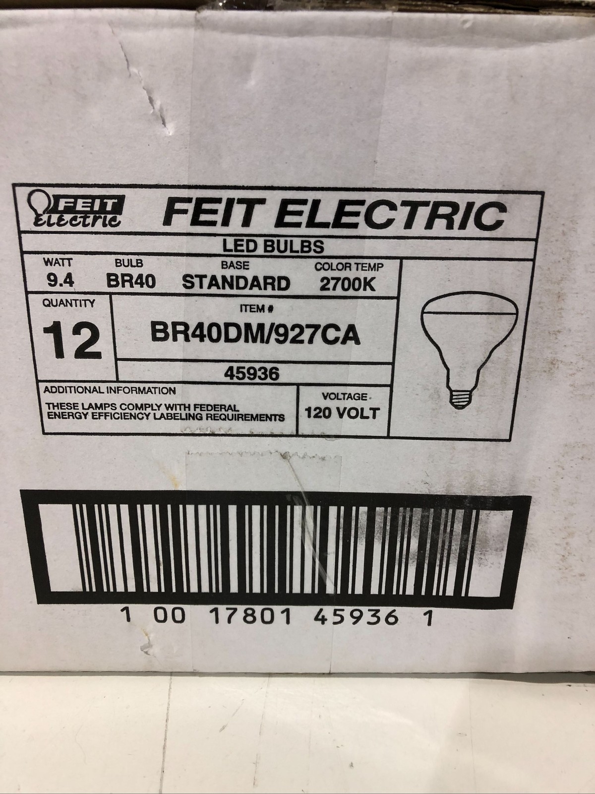 12PK Feit Electric LED BR40 Dimmable 2700K 65W Equiv Light Bulbs New