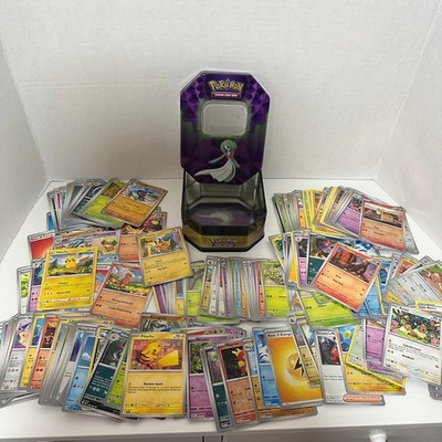 Pokemon Card Lot of 222 cards with tin, all random cards