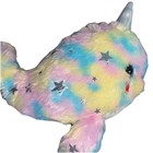 10”Pastel Kids Rainbow Unicorn Narwhal Whale Silver Sparkle Horn, Stars Plush — photo 4