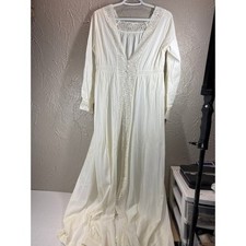 Miss Elaine Semi Sheer Ivory Lace Trim Robe Peignoir Lingerie Nightgown Vintage