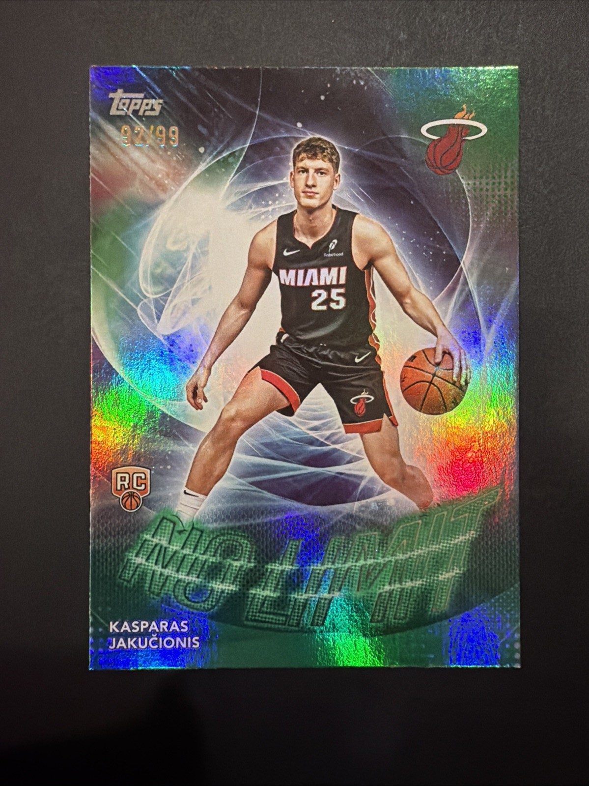 2025-26 Topps Kasparas Jakucionis No Limit RC Green Rainbow Rookie #/99 Heat