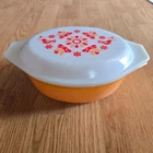 Vintage Pyrex Friendship 043 1.5 Qt Casserole with Lid – Orange Base – Red Bird
