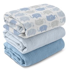 Muslin Swaddle Blankets for Newborn, 3Pack Cotton Receiving Blankets, Large 4...