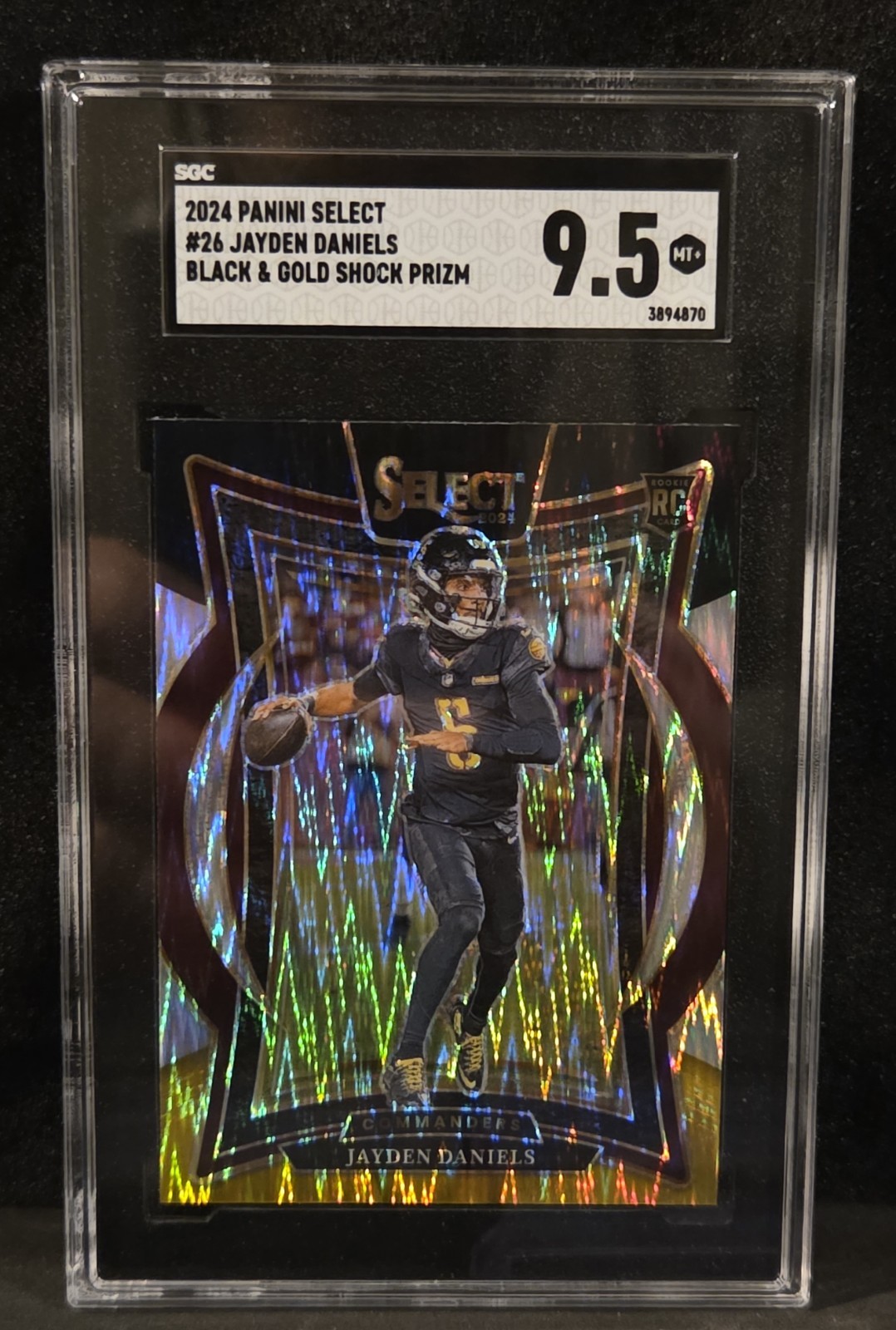 2024 Select Jayden Daniels #26 Black  & Gold Shock (RC) Commanders SGC 9.5 Mint